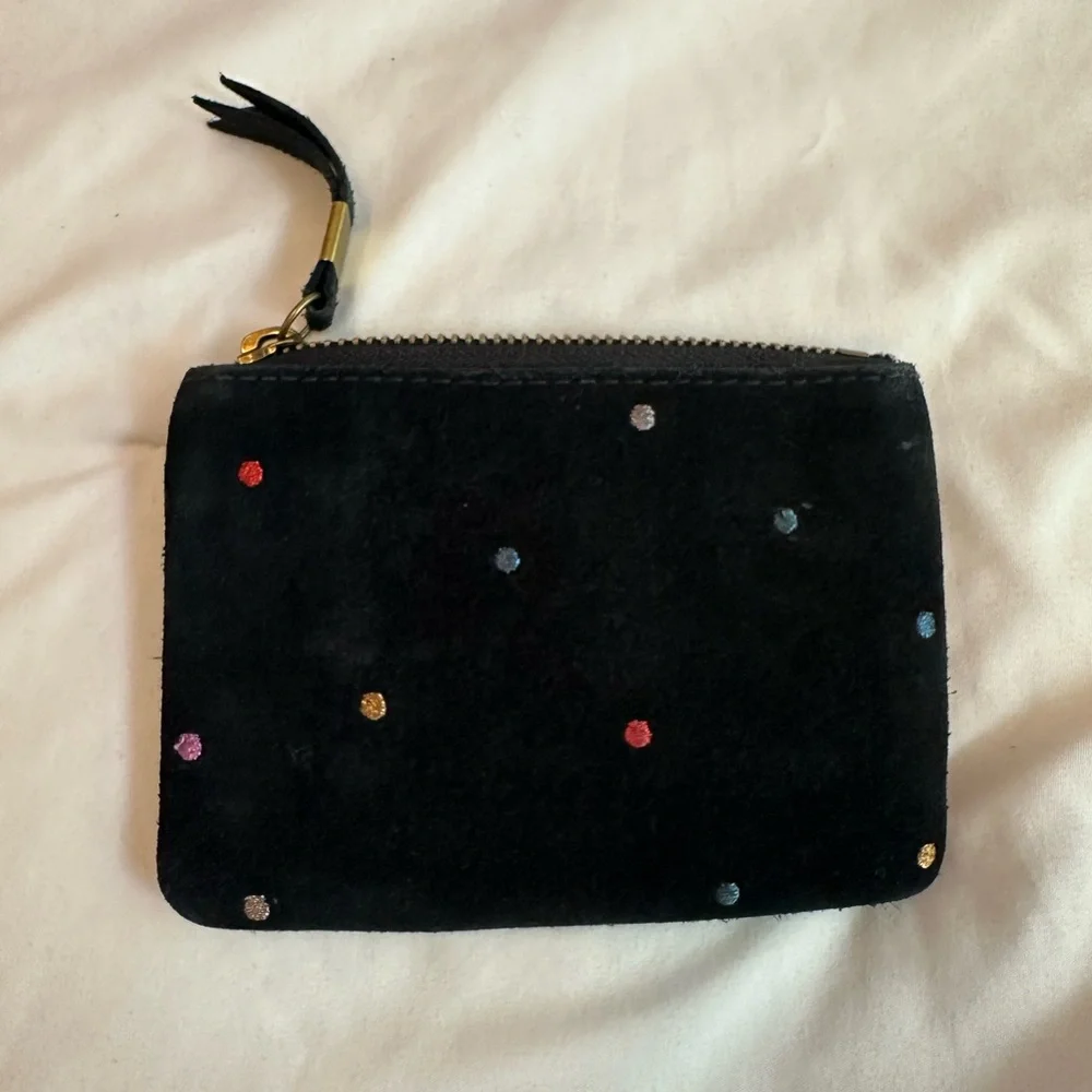 Madewell Black Suede Coin Pouch with Multicolor Dot Studs - Picture 1 of 3